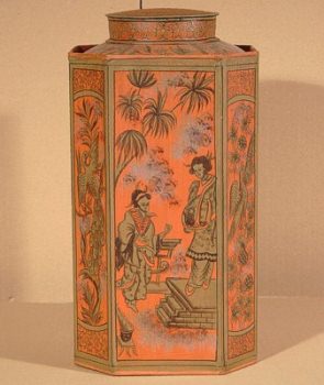 grosser Teekanister, Dose, chinesische Motive, H: 35 cm