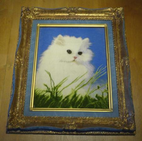 Bildteppich Katze, Täbriz, Persien, 41 x 32 cm