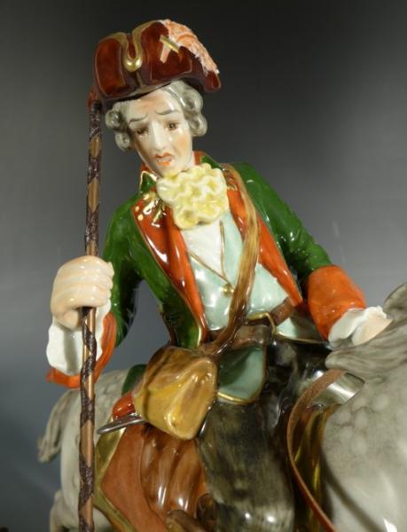 Figur Saujagd zu Pferde, Unterweissbach Porzellan, H: 32 cm