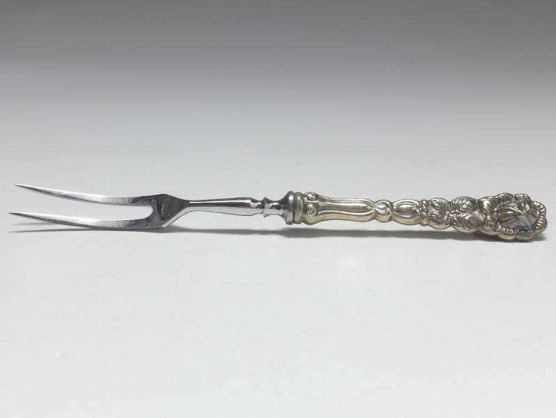 Aufschnittgabel, Griff 835er Silber, Hildesheimer Rose, L: 16,5 cm