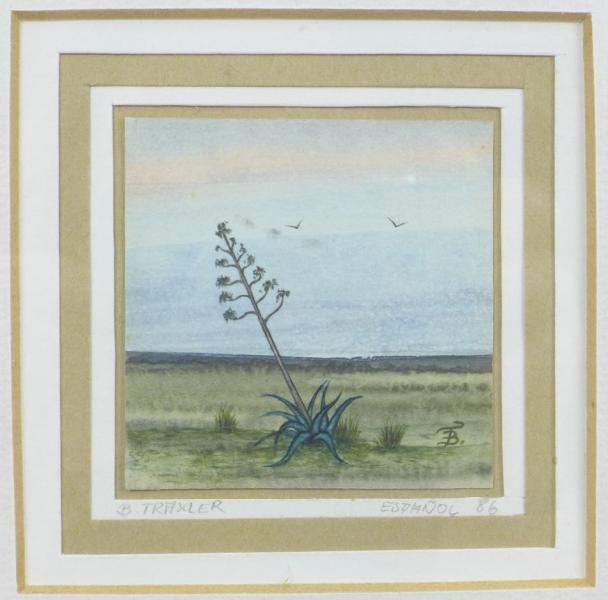 Traxler, Bernhard: Blüte, bez. Espaniol 86, 18,5x18,5 cm