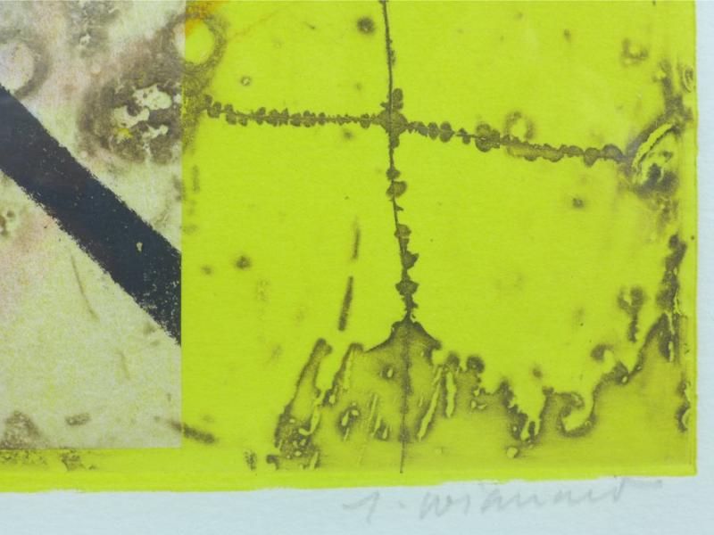 Coignard, James: Carte de Voeux, gelb, Carborundum-Radierung