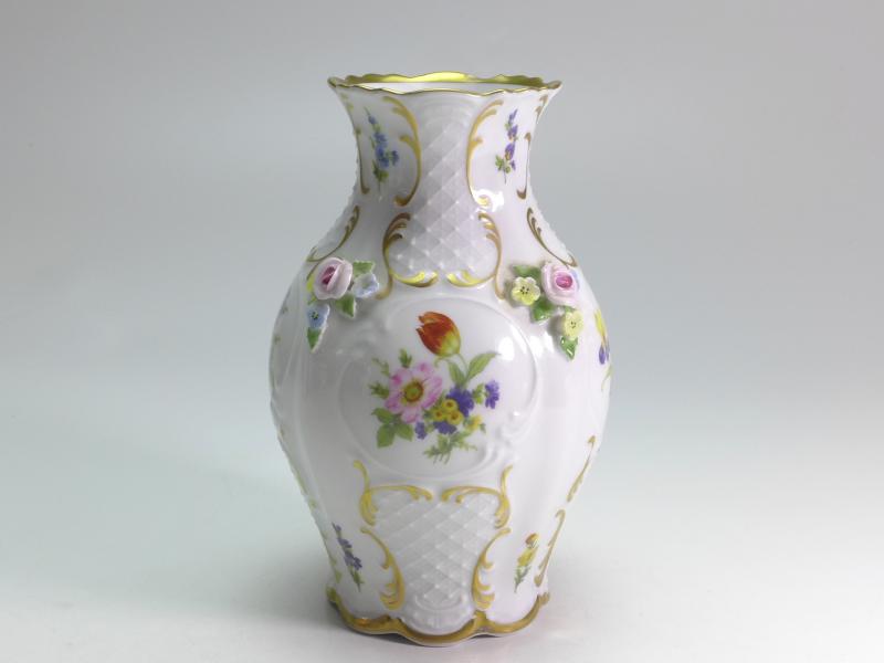 Vase, Lindner, Blumendekor, H: 17,5 cm