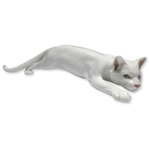 Figur schleichende Katze, Royal Copenhagen, L: 45 cm