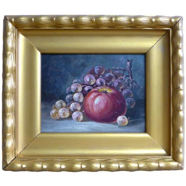 A. Mixel: Gemälde Stillleben, mit Weintrauben und Apfel