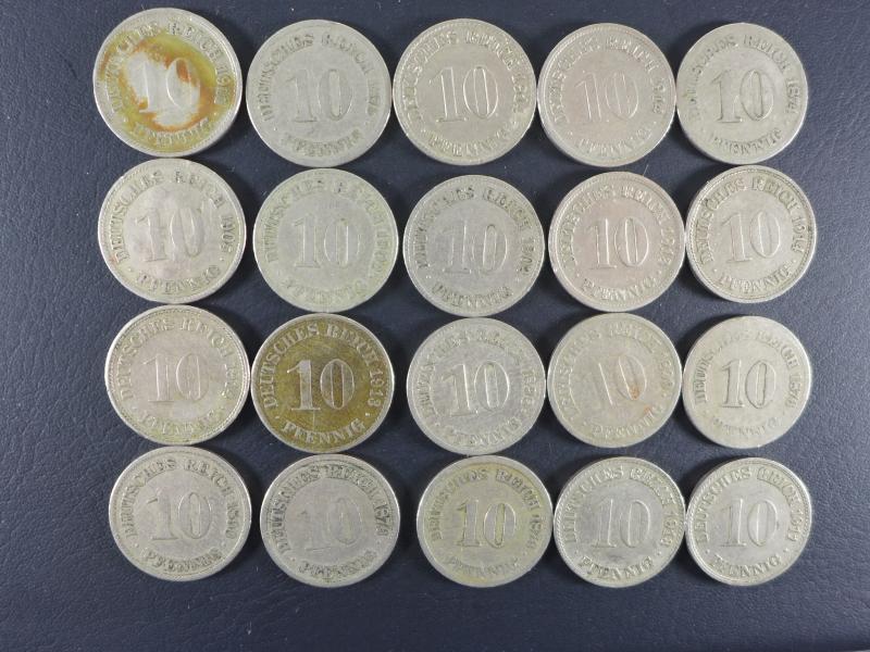 20 Münzen je 10 Pfennig, Deutsches Reich 1875 bis 1914