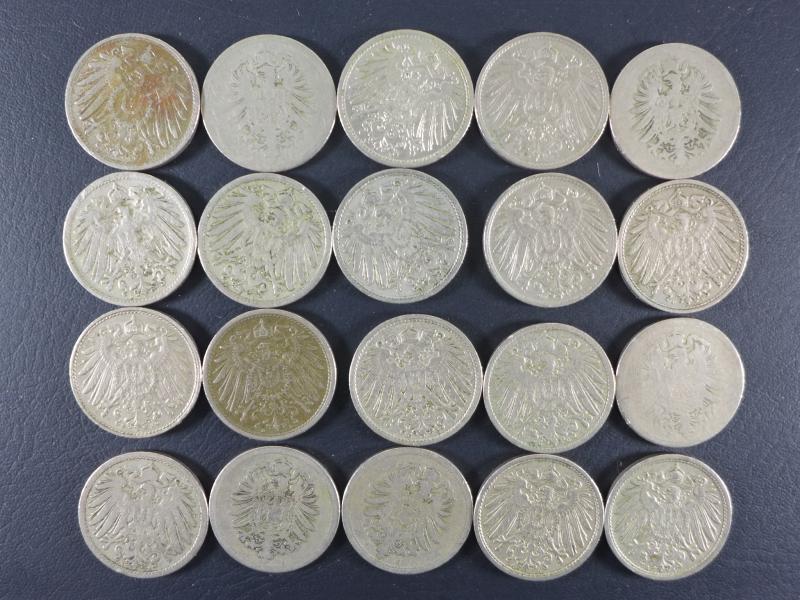 20 Münzen je 10 Pfennig, Deutsches Reich 1875 bis 1914