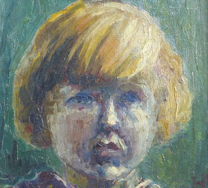 Monogrammist HE / HC: Gemälde Portrait Kind / Kinderportrait