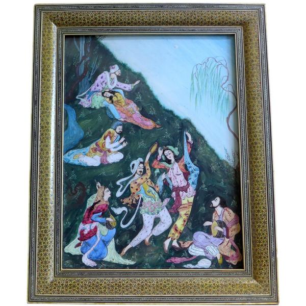 Gemälde orientalische Szene mit Tänzerinnen und Musikern