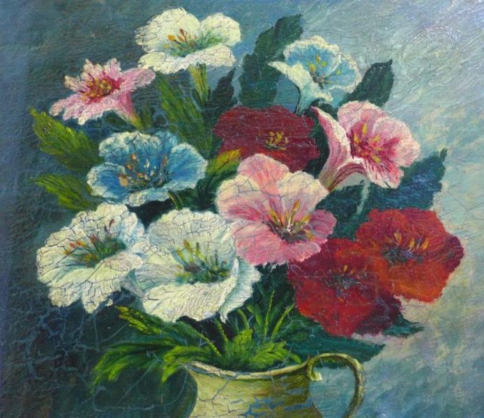 Monogrammist H. F.: Gemälde Blumenstilleben in Vase
