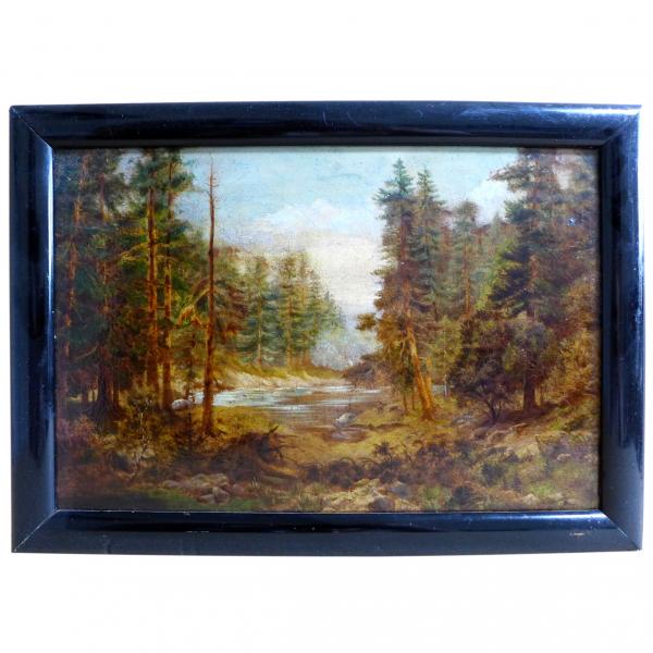 Gemälde Waldlandschaft mit See