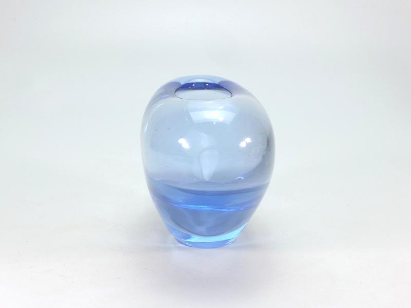 Vase in Herzform, hellblaues Glas, Holmegaard, Per Lütken, H: 10 cm