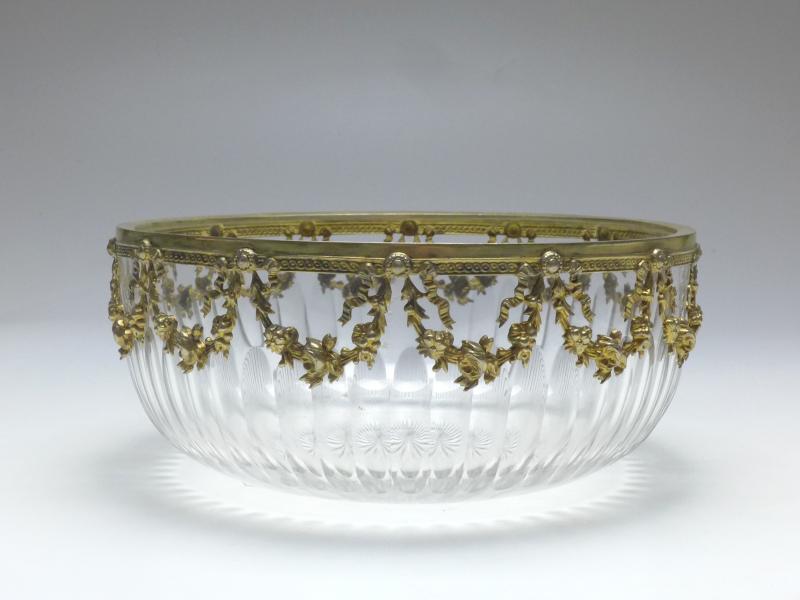 Schale, Glas, um 1880/1900, Rand aus 800er Silber Blütenranken