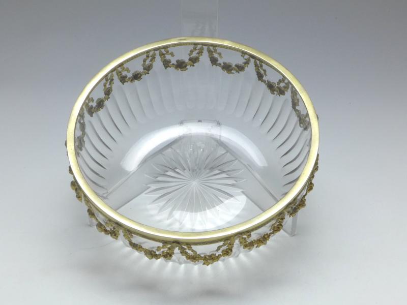 Schale, Glas, um 1880/1900, Rand aus 800er Silber Blütenranken