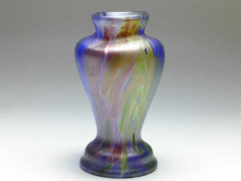 Vase, Glas, 20. Jh., bunte Einschmelzungen, lüstriert