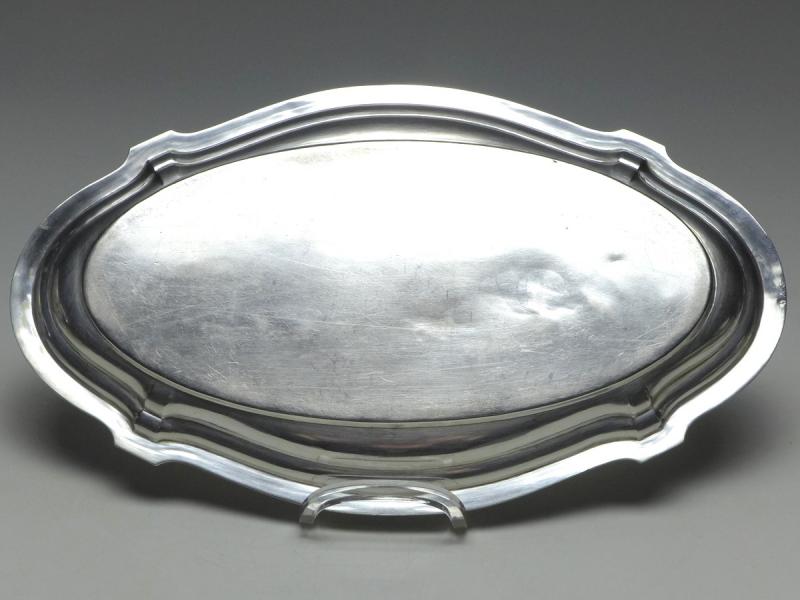 ovales Tablett, Gebr. Kühn, Schwäbisch Gmünd, 800er Silber, 27 x 16 cm, 200 g