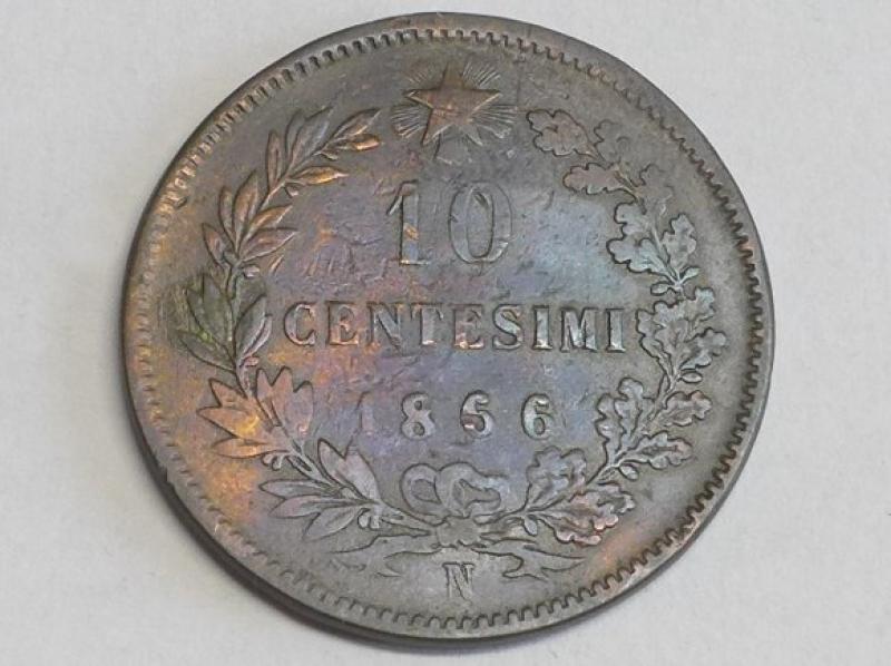 Münze 10 Centesimi 1866 N, Italien, Viktor Emanuel II. 1861-1878, D: 30 mm