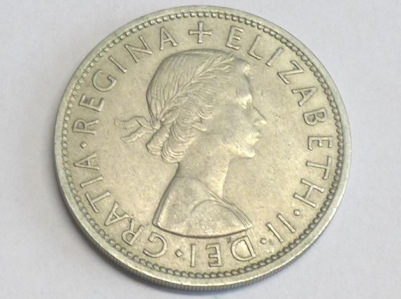 Münze 1/2 Crown 1960 Großbritannien Elizabeth II, D: 32 mm
