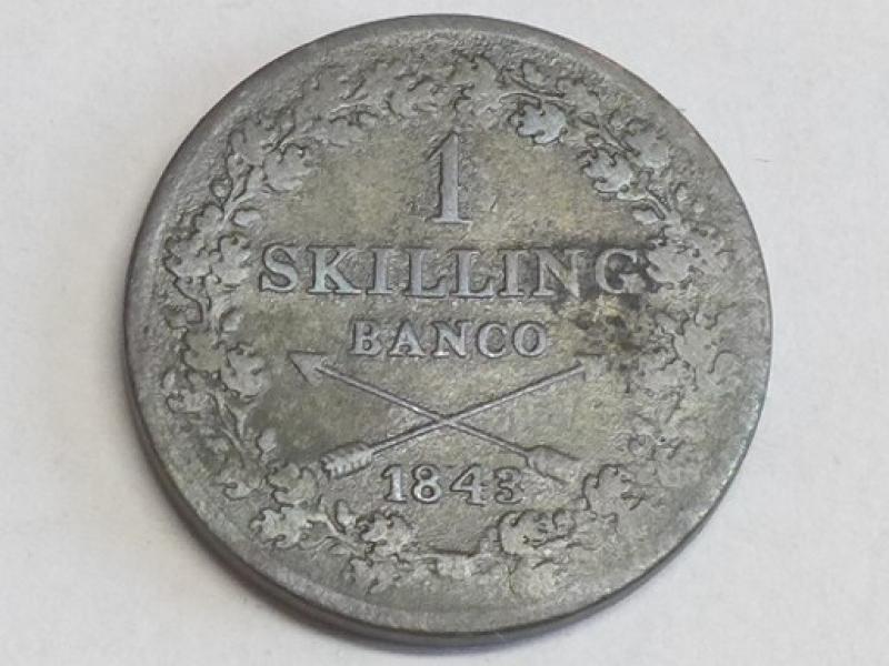 Münze 1 Skilling Banco 1843 Schweden, Karl XIV. Johan 1818-1844