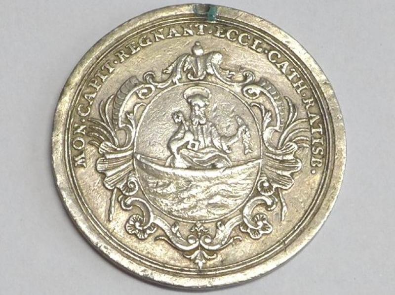 Silbermedaille, 1763, Oexlein, Regensburger Dom, Bistum, Sedisvakanz 1763-1764