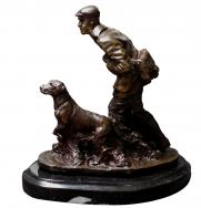 Pierre-Jules Méne: Bronzefigur Jäger und Hund, Bronze