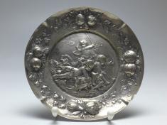 Teller mit 3 Putten, 800er Silber, D: 17 cm, 175 g
