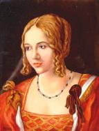 Bildplatte Portrait einer jungen venezianischen Frau, G. Nussmann, Porzellan, Aelteste Volkstedt