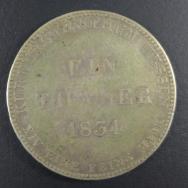 Silber-Münze EIN THALER 1834, Kurfürstenthum Hessen, EINE FEINE MARK, Wilhelm II