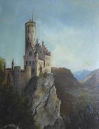 Gemälde Schloss Lichtenstein im Echaz-Tal in Baden-Württemberg