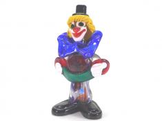 Figur Clown mit Akkordion, Murano, Glas, 20. Jh., H: 16,5 cm