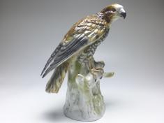 Porzellanfigur Vogel, Falke, Albert Stahl, bunt, H: 31,5 cm