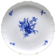 Kuchenschale, Meissen, blaue Blumen mit Insekten, D: 27,5 cm