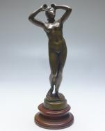 Bronzeskulptur Klagende Venus, Bronzefigur, H: 25,5 cm