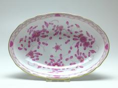Beilageschale, ovale Schale, Meissen, Indisch purpur reich, 27 x 18  cm