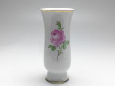 Vase, Meissen, Malerei Rote Rose mit Goldreif, H: 20 cm