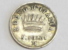 Münze 5 Soldi, 1813 M, Italien-Königreich Napoleon I. 1804-1814, D: 15 mm