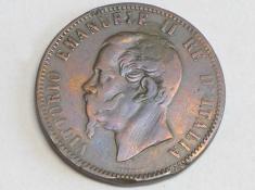 Münze 10 Centesimi 1866 N, Italien, Viktor Emanuel II. 1861-1878, D: 30 mm