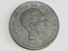 Münze 10 Centimos 1877, Spanien Alfonso XII. 1874-1885, D: 30 mm
